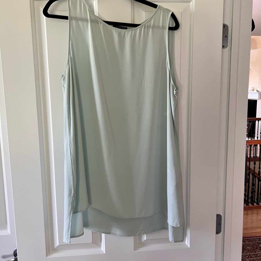 Eileen Fisher Silk Green Sleeveless Tank Top